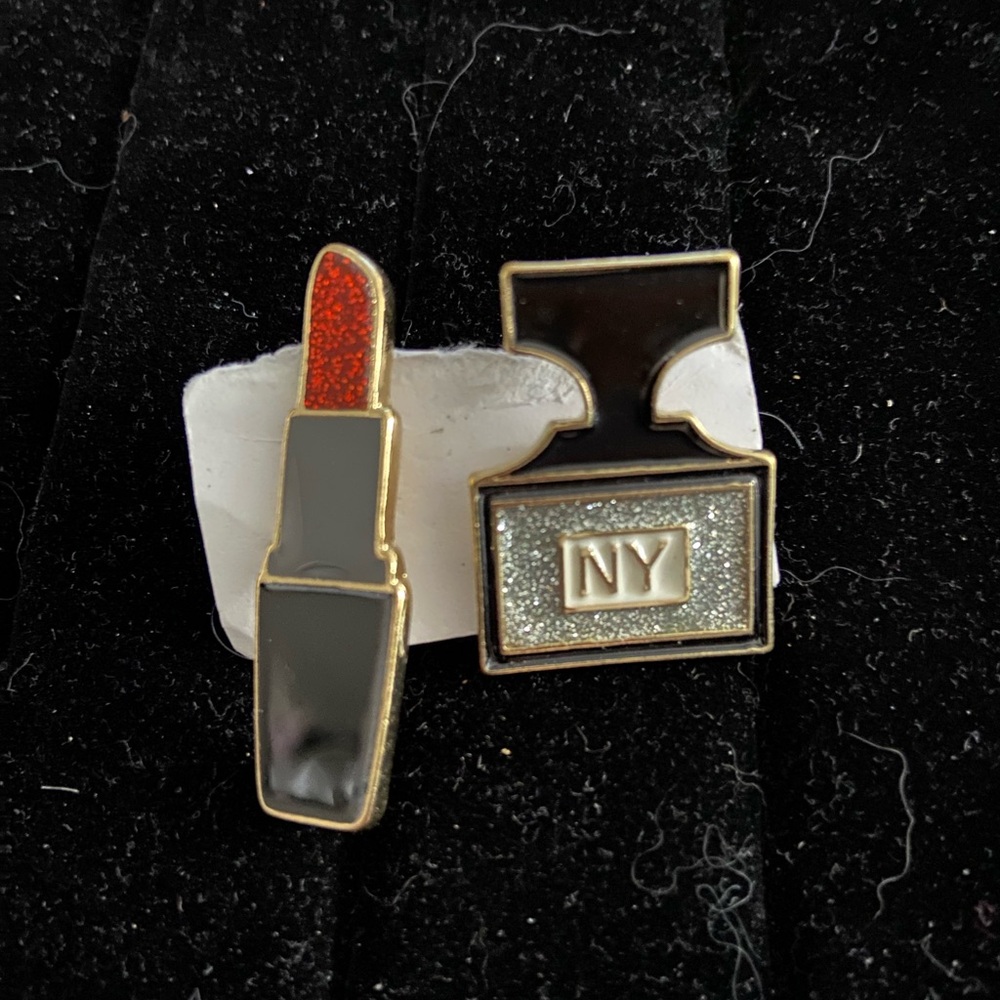 Vintage Lipstick and NY Perfume Bottle Pins
